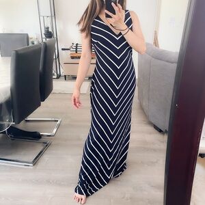 Flattering Stretchy V Illusion Navy Blue Beach Maxi Dress